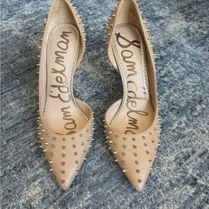 Sam Edelman Beige Studded D’Orsay Pumps